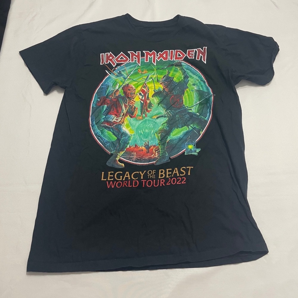 Iron Maiden Legacy of the Beast World Tour 2022 Graphic T-Shirt Mens Large Black